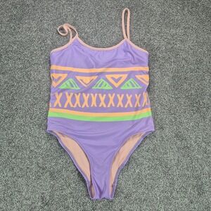 Chubbies‎ Swimsuit Womens Medium Purple Geometric Retro One Piece Swimwear